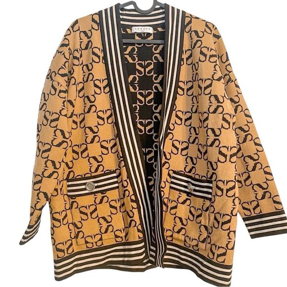 Sandro Ron Oversized Jacquard Logo Cardigan - Picture 3 of 7